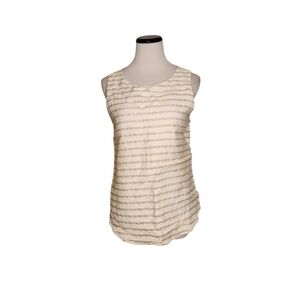 Ann Taylor Cream and Gold Striped Tank Top